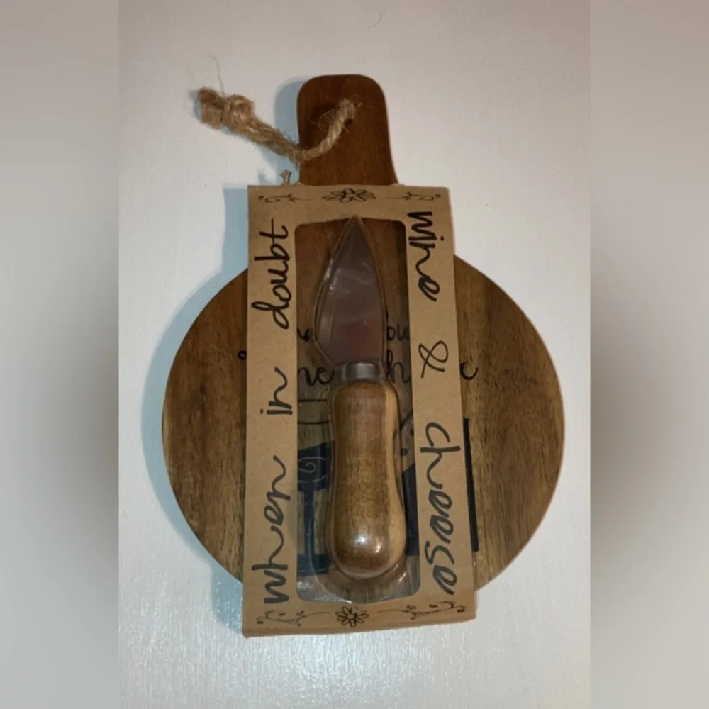 NEW JOZIE B WHEN IN DOUBT WINE AND CHEESE Acacia Wood Serving Board & Knife …